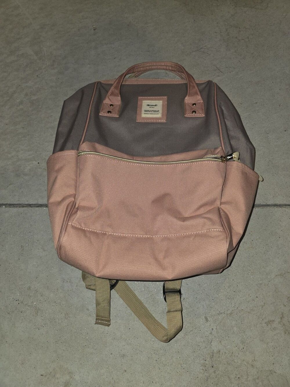 Himawari Pink/Beige Laptop Backpack Travel Backpack Diaper Bag USB Charger